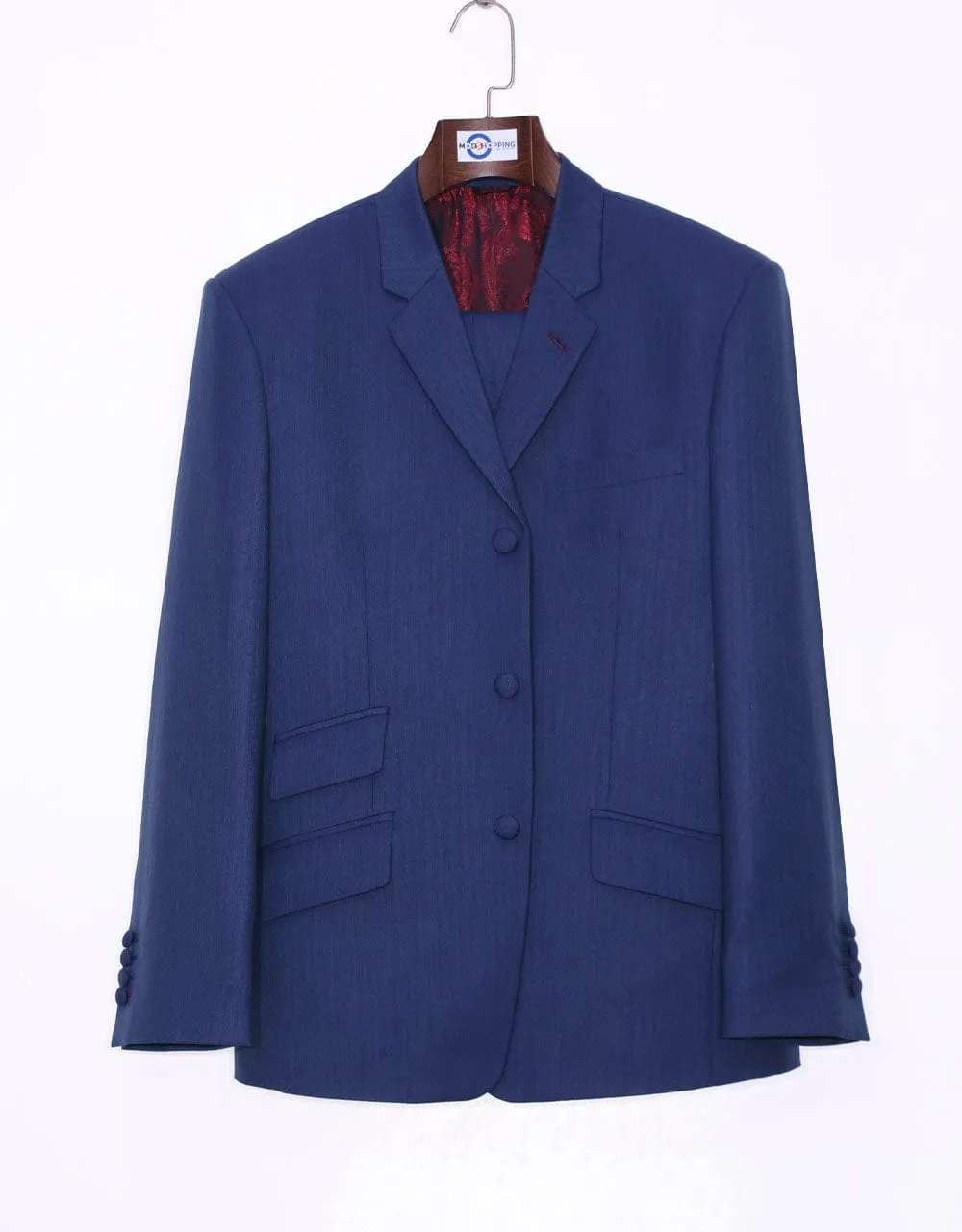 Midnight Blue Herringbone Suit