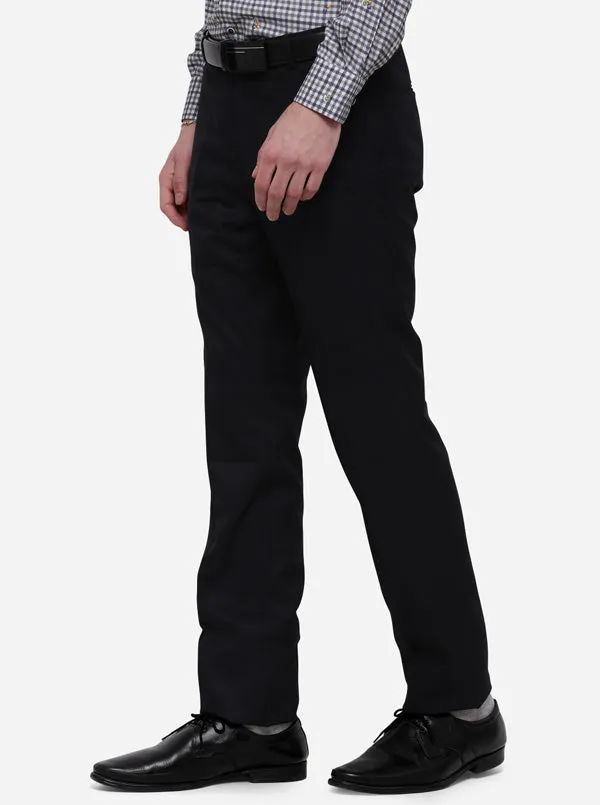 Navy Blue Solid Slim Fit Formal Trouser | Greenfibre