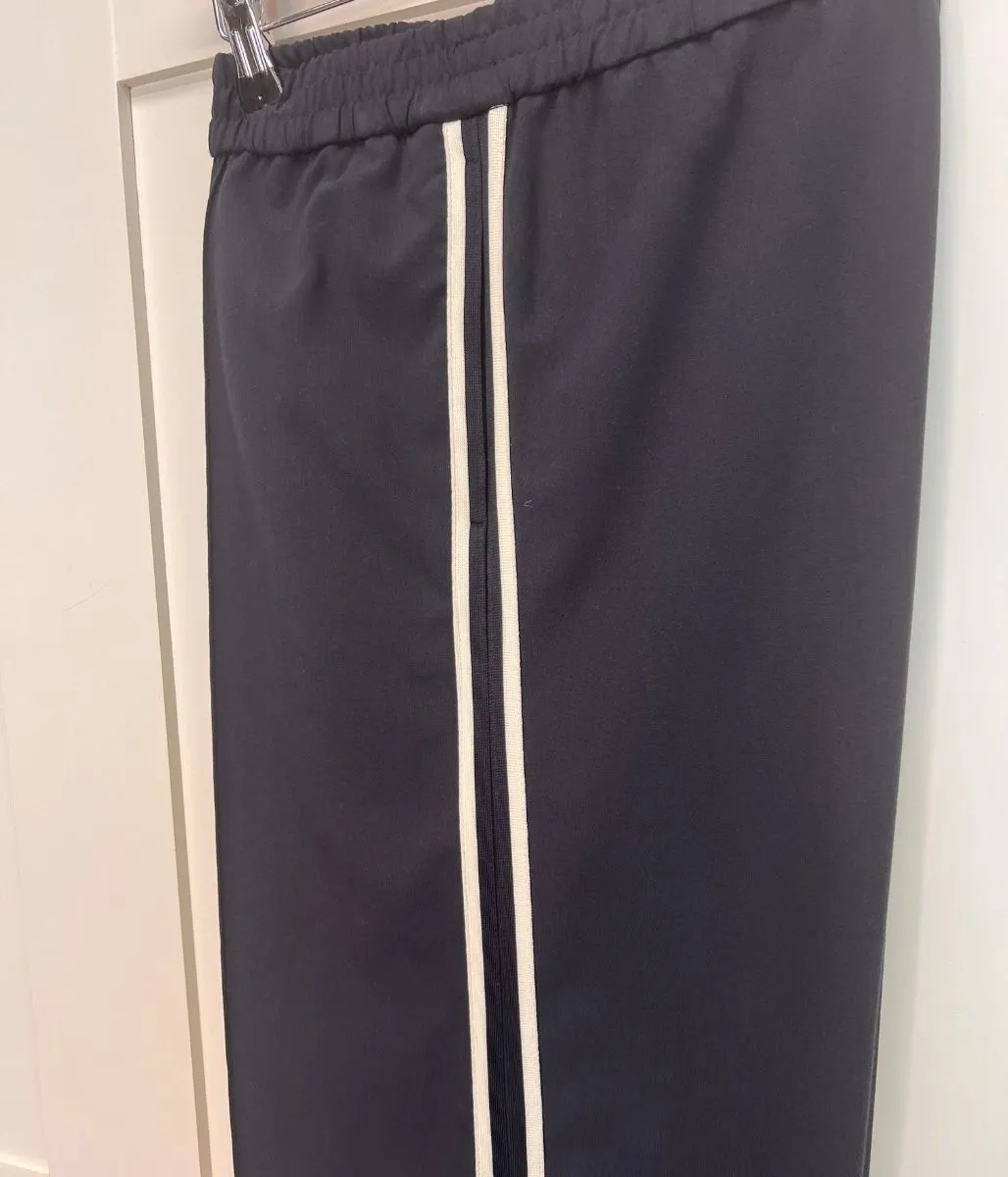 Navy Side Stripe Wide Leg Trousers