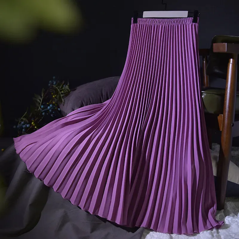 New Vintage Pleated Midi Long Skirt