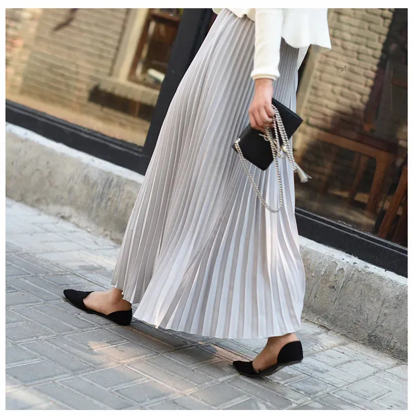 New Vintage Pleated Midi Long Skirt