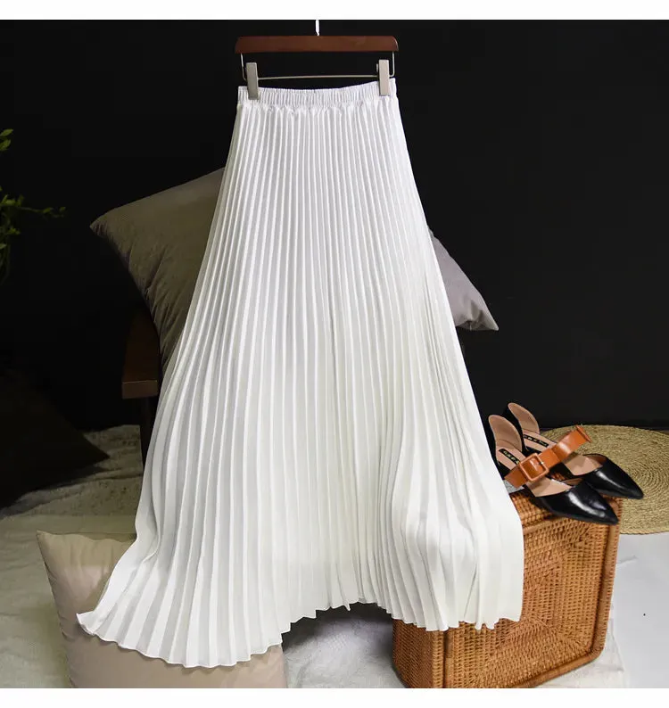 New Vintage Pleated Midi Long Skirt