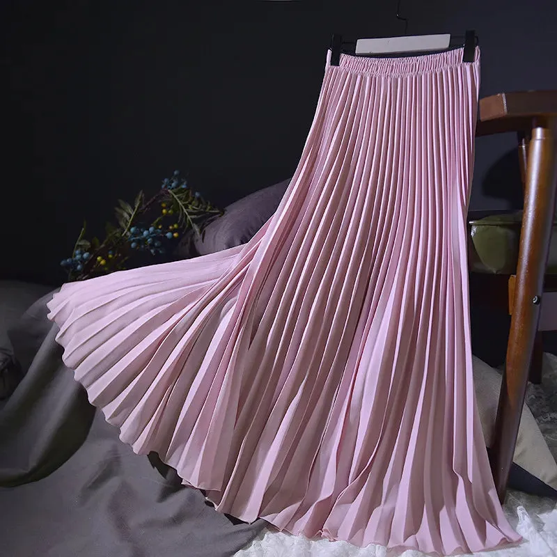 New Vintage Pleated Midi Long Skirt