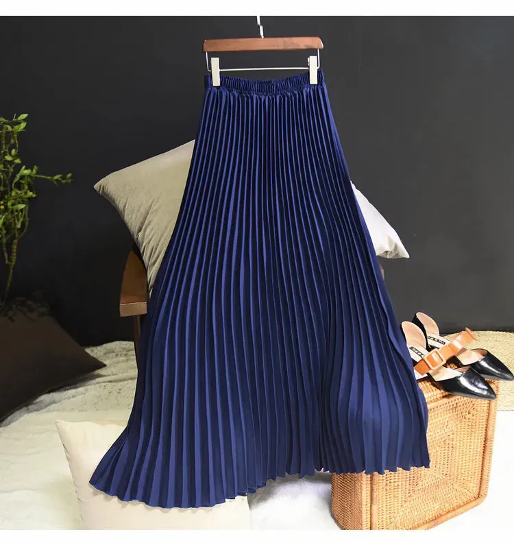 New Vintage Pleated Midi Long Skirt