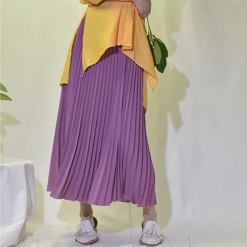 New Vintage Pleated Midi Long Skirt