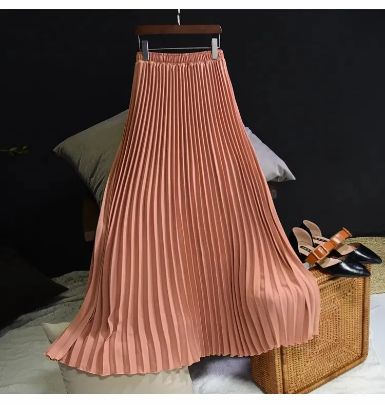 New Vintage Pleated Midi Long Skirt