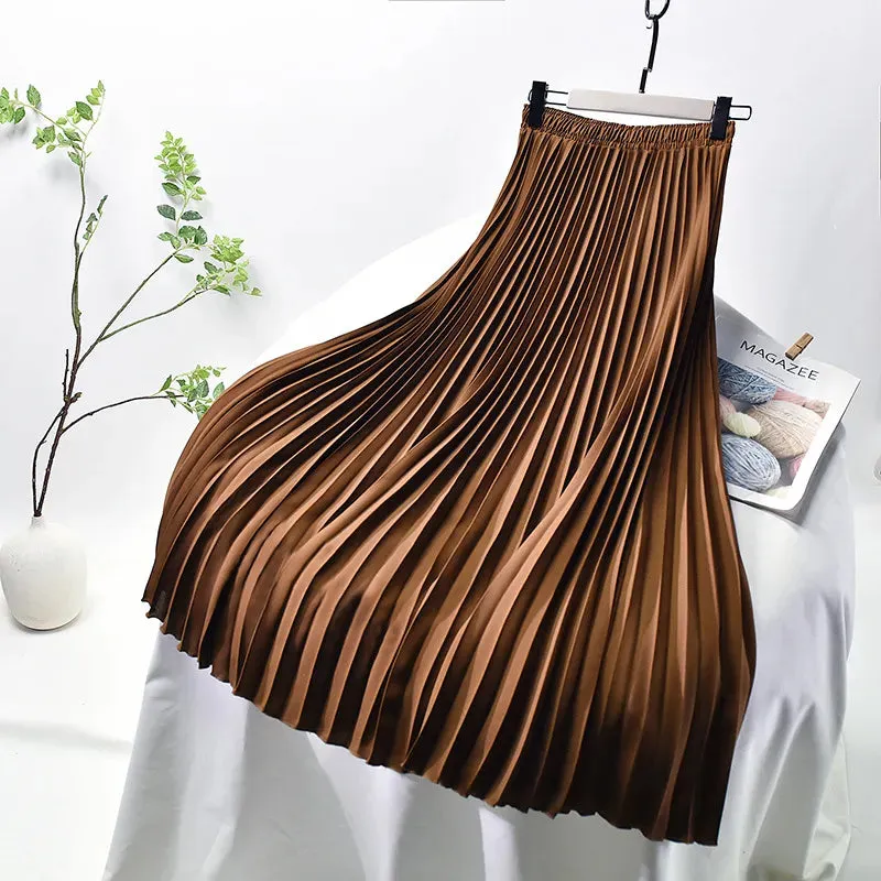 New Vintage Pleated Midi Long Skirt