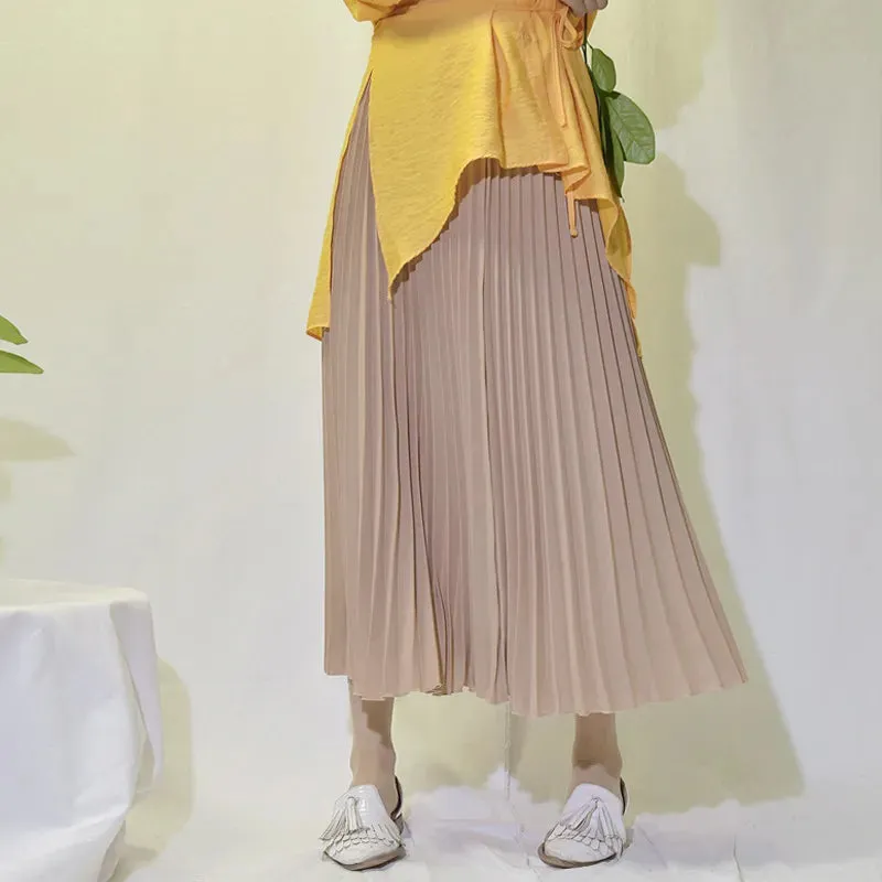 New Vintage Pleated Midi Long Skirt