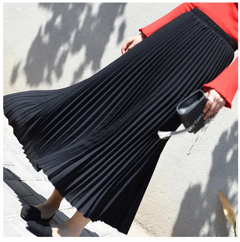 New Vintage Pleated Midi Long Skirt