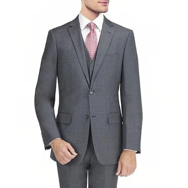 New York Man Italian Designer Medium Gray 2 Piece Suit (available in Slim or Modern fit)