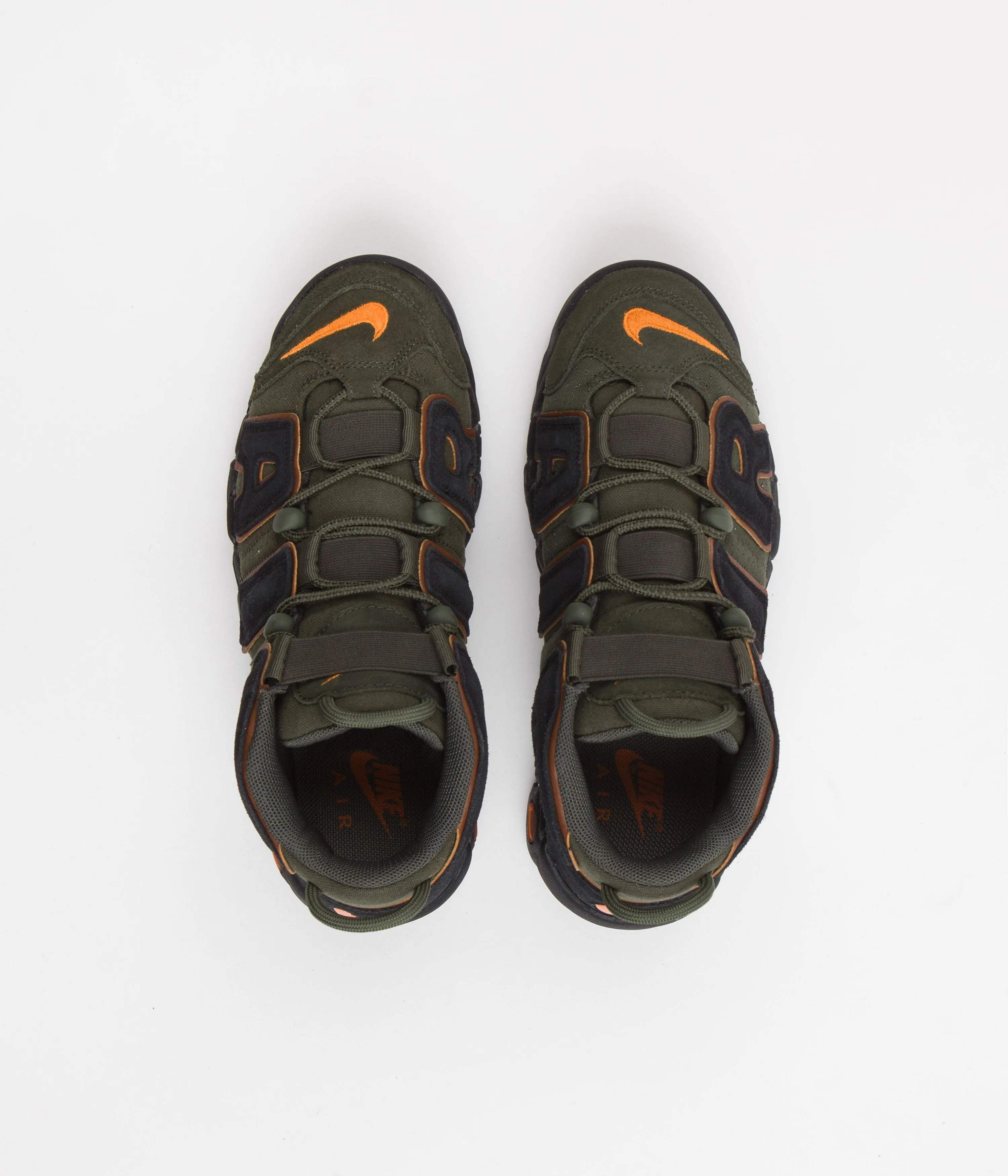 Nike Air More Uptempo '96 Shoes - Cargo Khaki / Black - Pecan - Alpha Orange