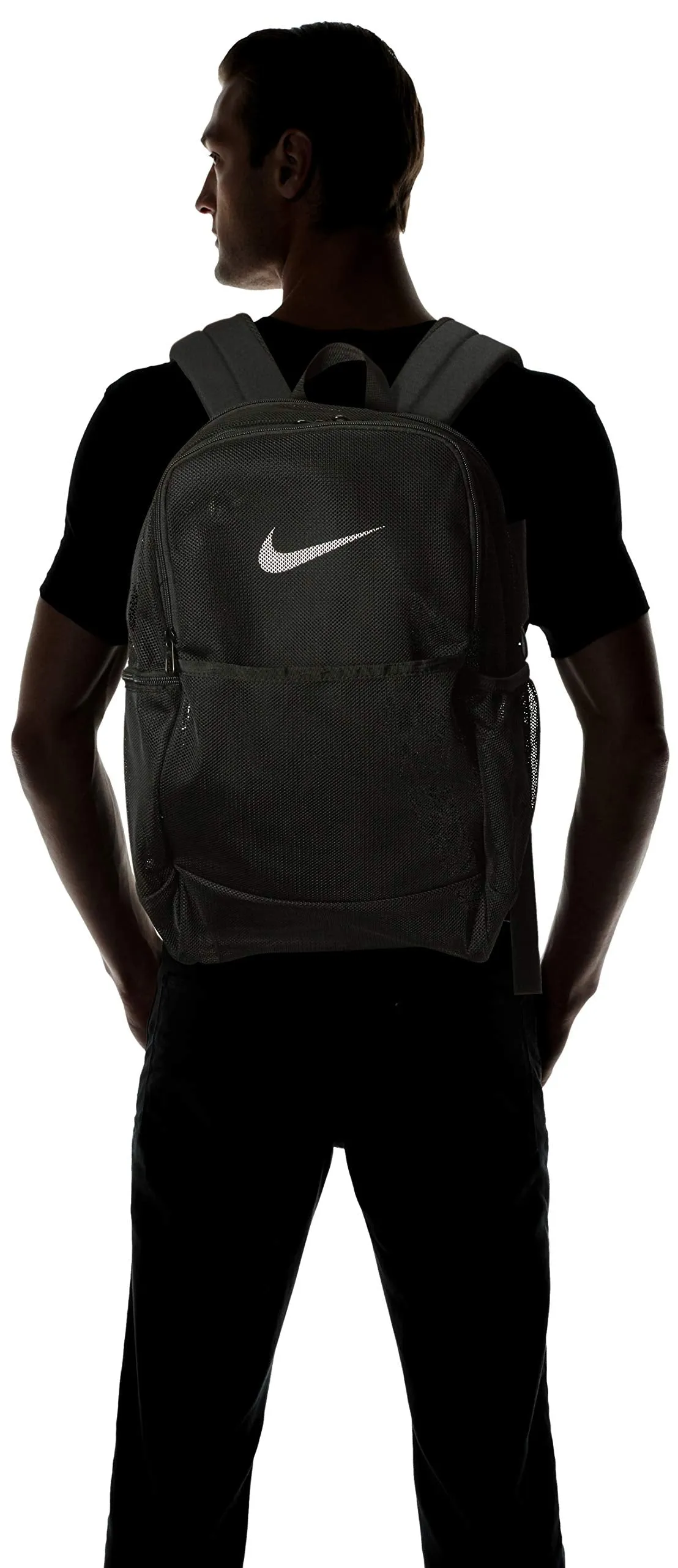 NIKE Brasilia Mesh Backpack 9.0, Black/Black/White, Misc