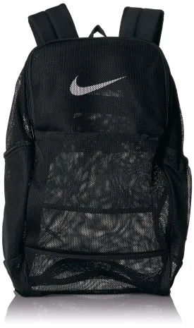 NIKE Brasilia Mesh Backpack 9.0, Black/Black/White, Misc