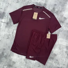 Nike Miler set Burgundy - t-shirt and shorts