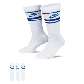 Nike SB Everyday Striped Essential Crew 3 pack Socks - White/Game Royal