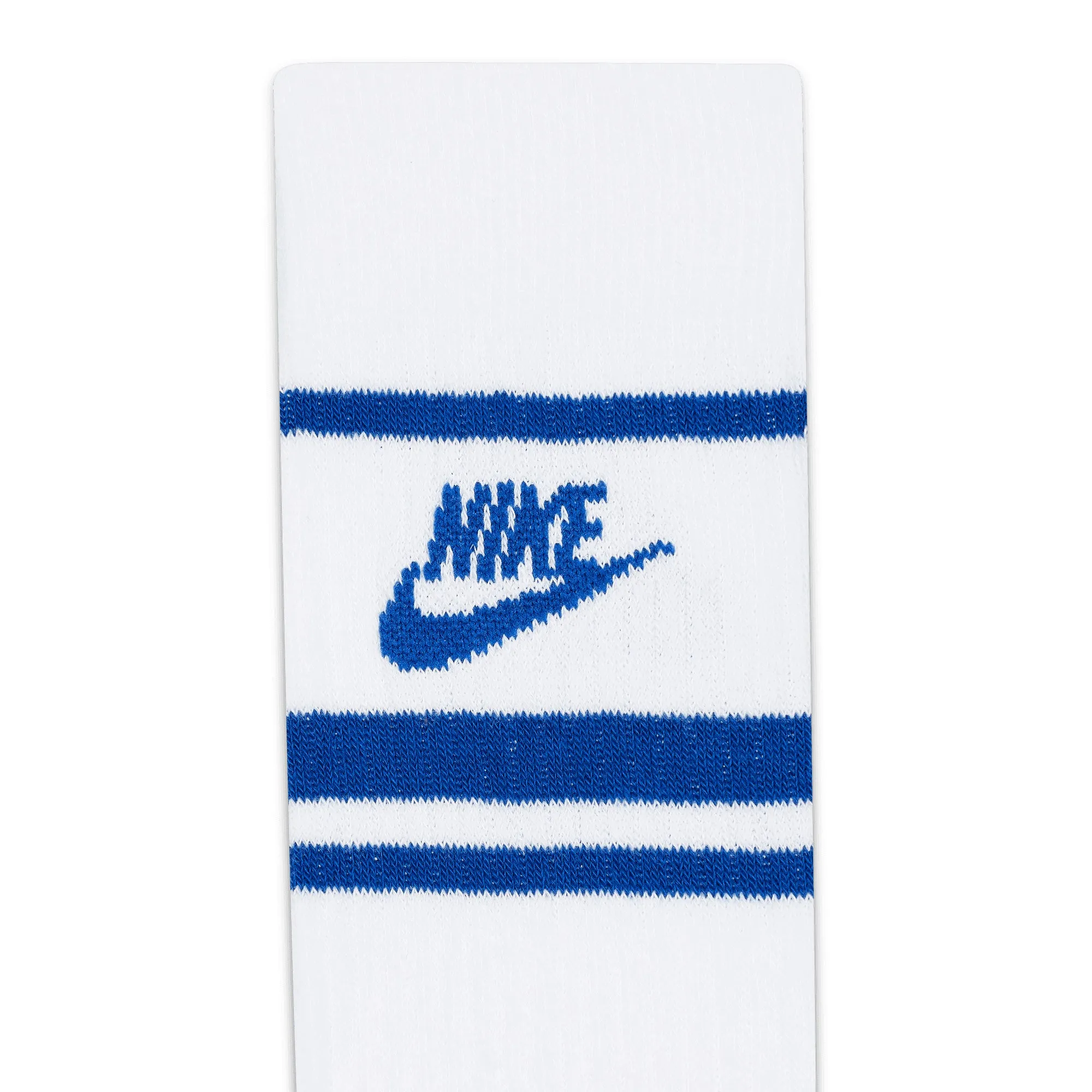 Nike SB Everyday Striped Essential Crew 3 pack Socks - White/Game Royal