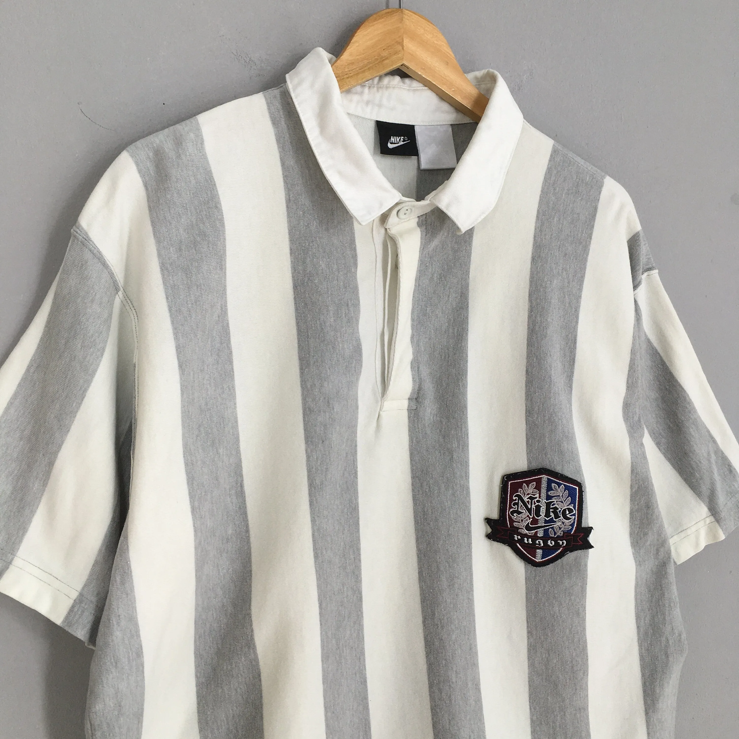 Nike Striped Rugby Polo Shirt Medium