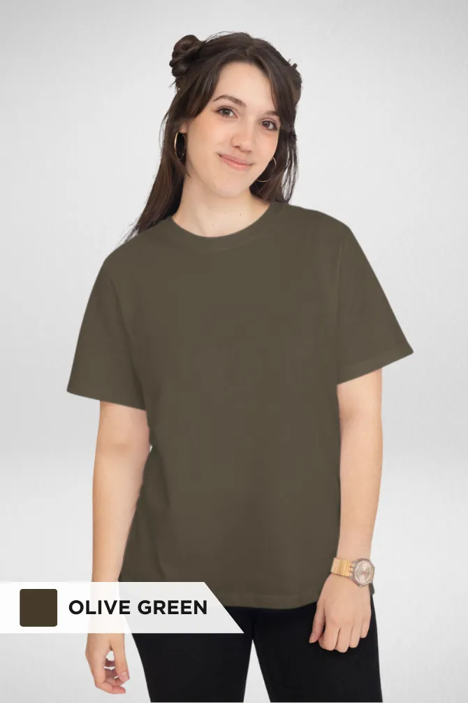 Pack Of 3 Plain T-shirts Coffee Brown Olive Green and Beige for Women