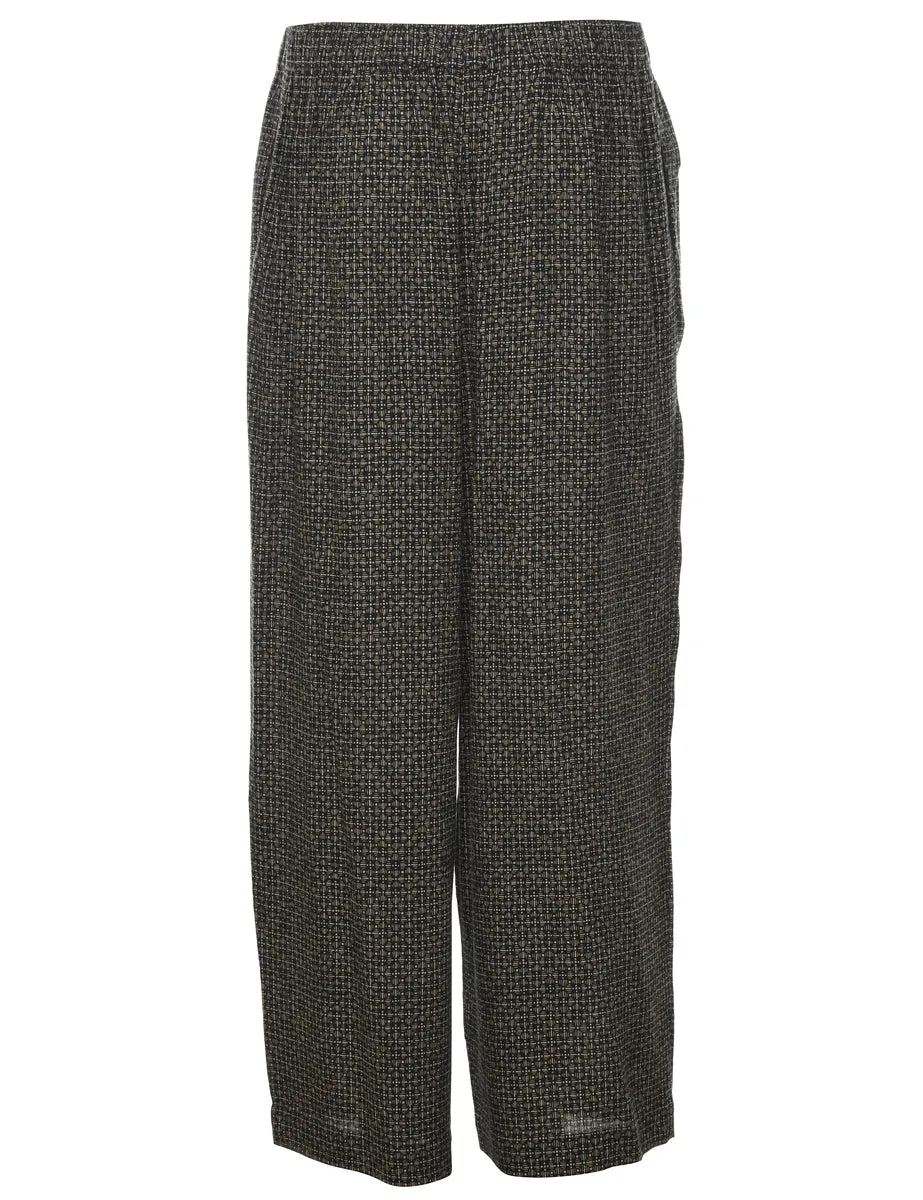 Patterned Black Trousers - W30 L26