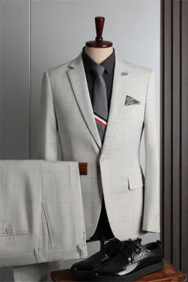 Payne Light Gray Glamorous Notched Lapel Two-Piece Business Suit