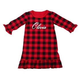 Personalized Buffalo Plaid Christmas Nightgown