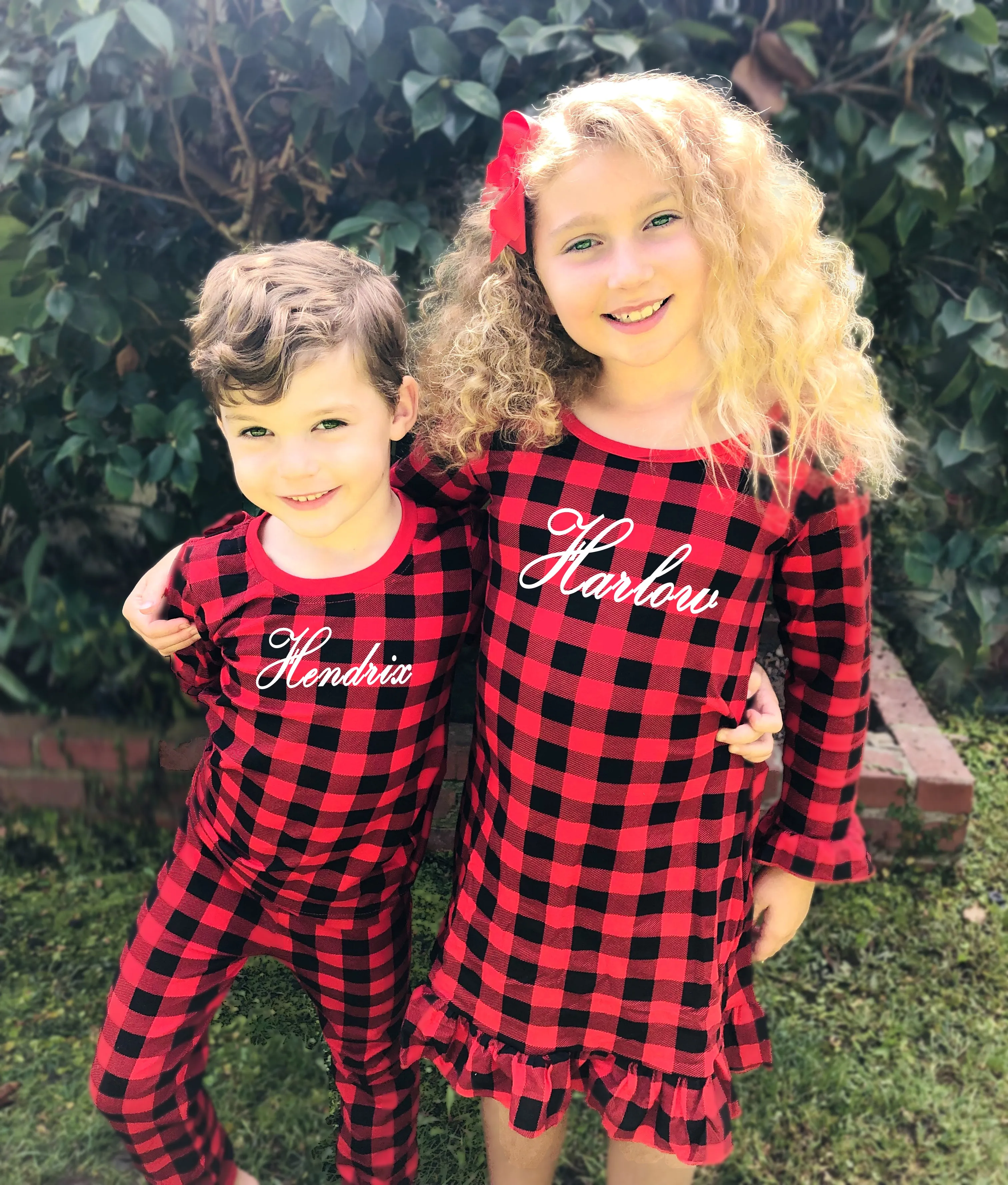 Personalized Buffalo Plaid Christmas Nightgown