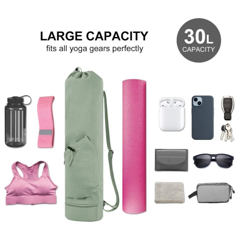 Pink Durable Yoga Mat Carry Bag - Multi-Functional Fitness Backpack with Wet Pocket(Mugs are filming props, not included)