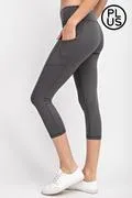 Plus Size Capri Length Yoga Pants W/Pockets