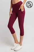 Plus Size Capri Length Yoga Pants W/Pockets