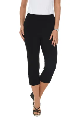 Pull-On Side Button Capri Pant