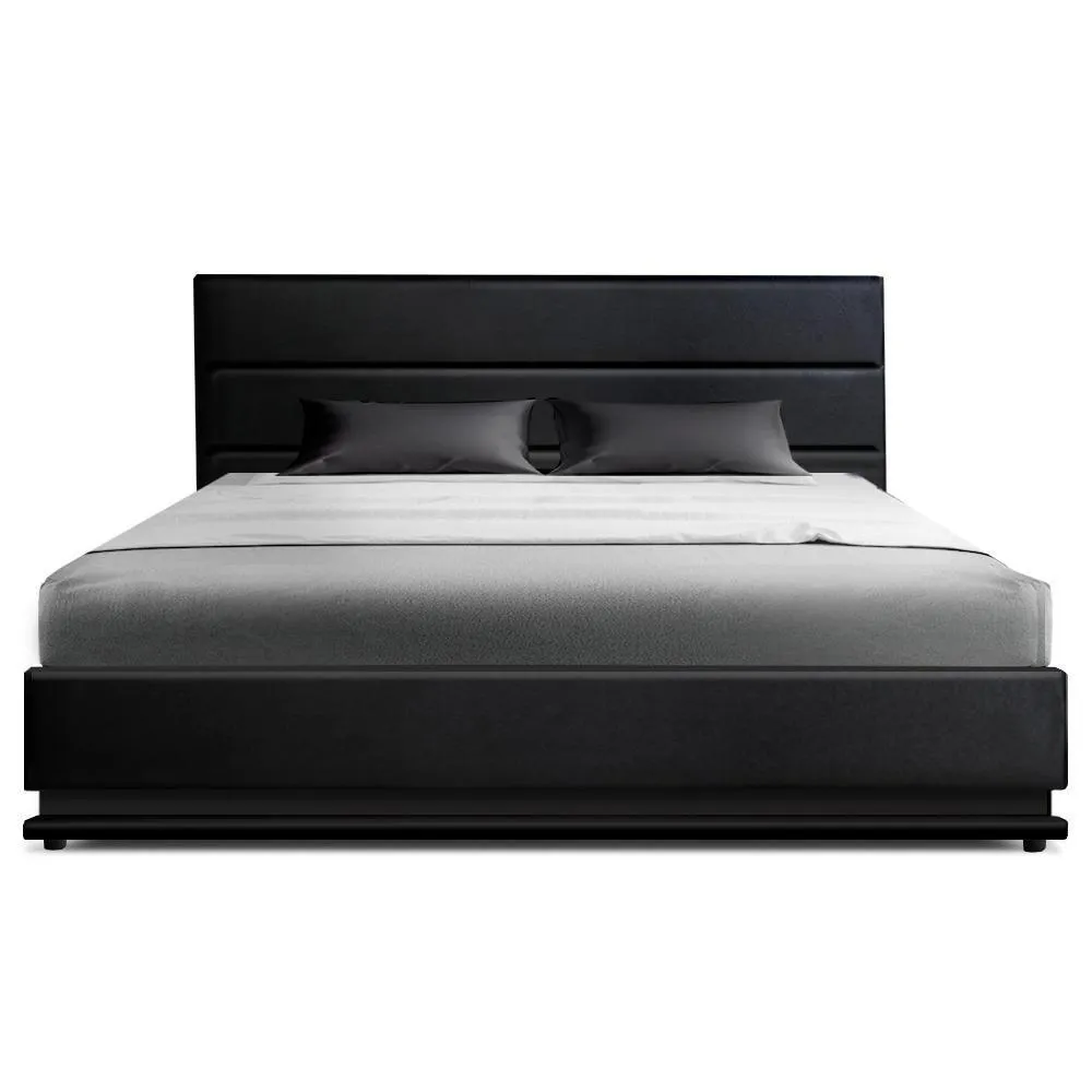 Queen Package | Henley LED Storage Bed Black & Bonita Euro Top Mattress (Medium Firm)