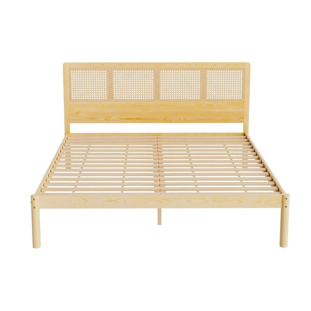 Queen Package | Rita Rattan Wooden Bed Frame Pine & Bonita Euro Top Mattress (Medium Firm)