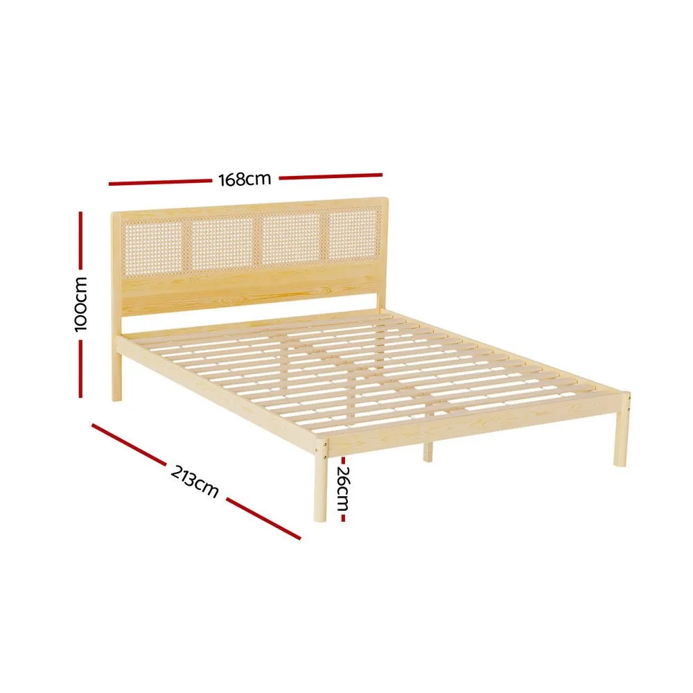 Queen Package | Rita Rattan Wooden Bed Frame Pine & Bonita Euro Top Mattress (Medium Firm)