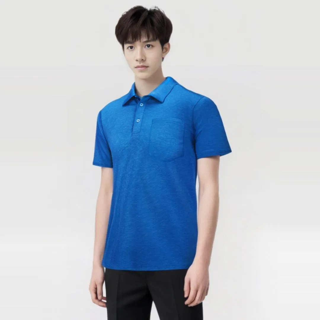 Quick Dry Lightweight Mens Summer Polo T-shirts Golf Tennis Short Sleeve Shirts Outdoor Running Sports Tops With Pocket