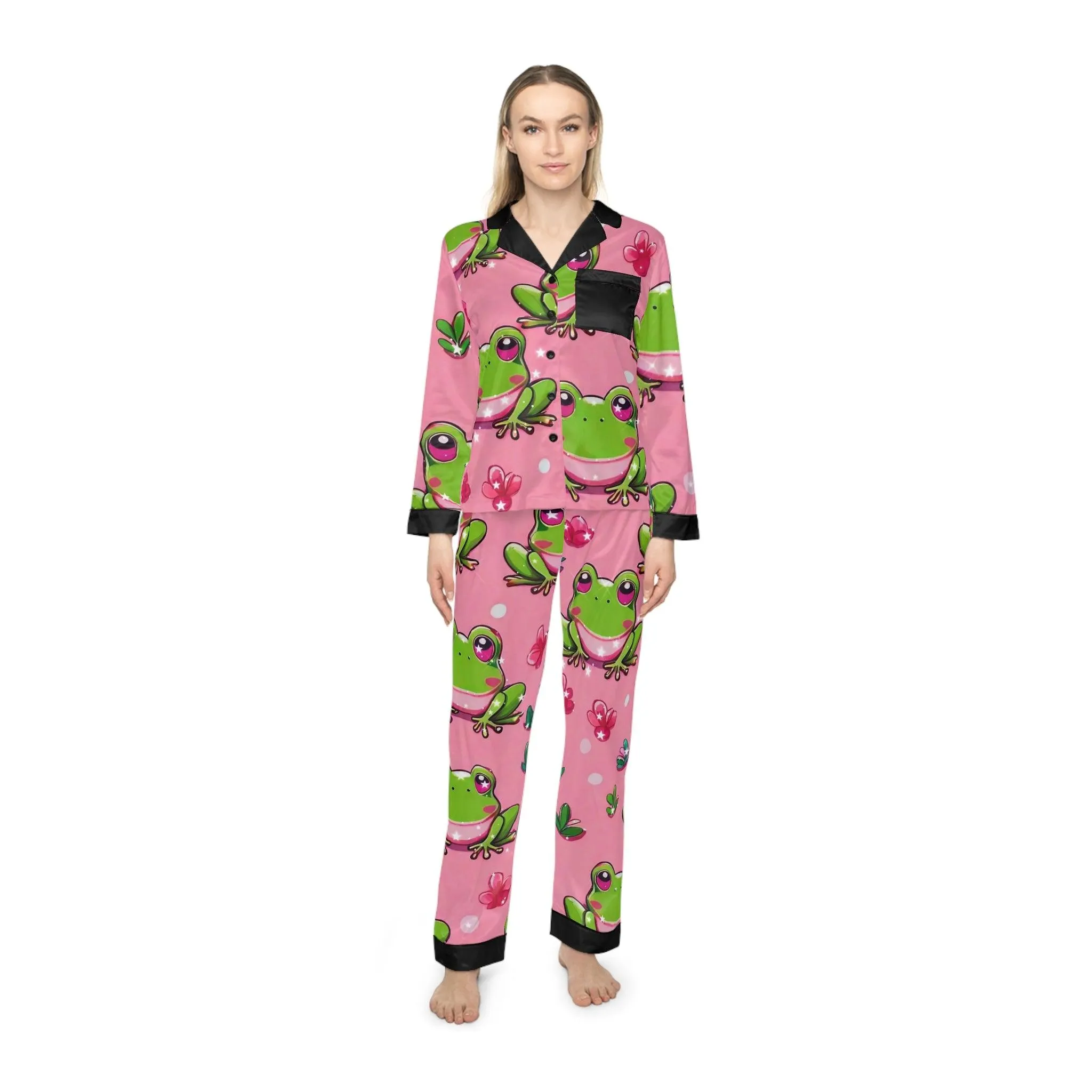 "Frog Love" Women's Satin Pajamas