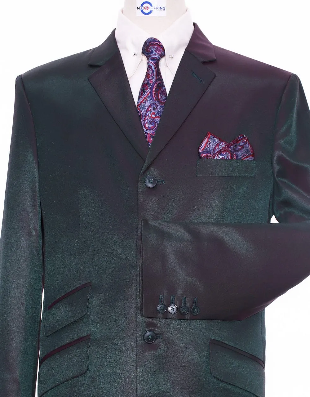 Red and Olive Two Tone Tonic Suit