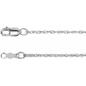 Rhodium-Plated Sterling Silver 1.25 mm Rope 18" Chain