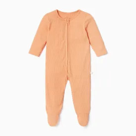 Ribbed Zip-Up Baby Pajamas