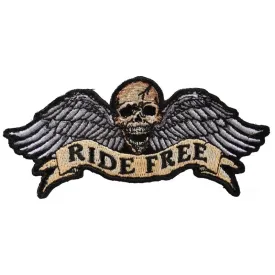 Ride Free Winged Skull Biker Patch