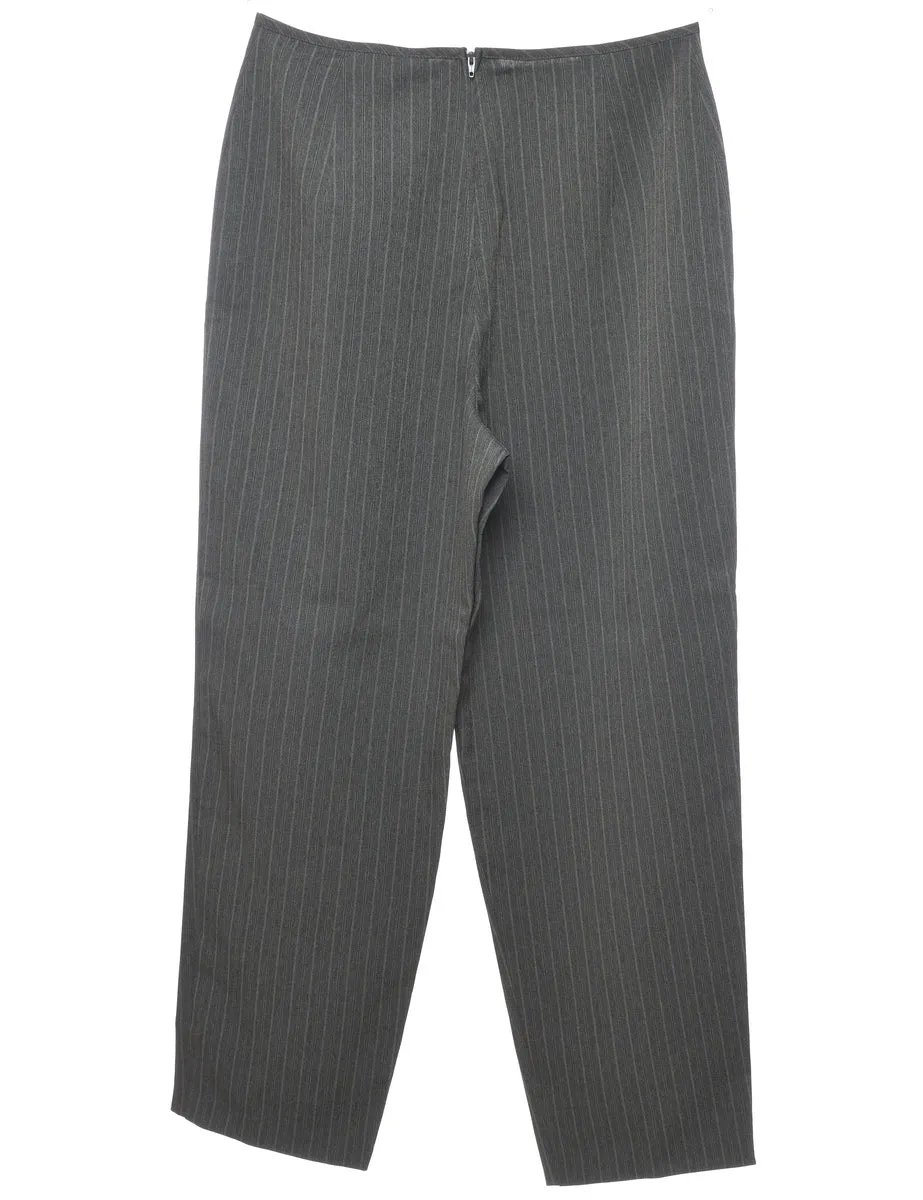 Striped Pattern Grey High Waist Trousers - W30 L29