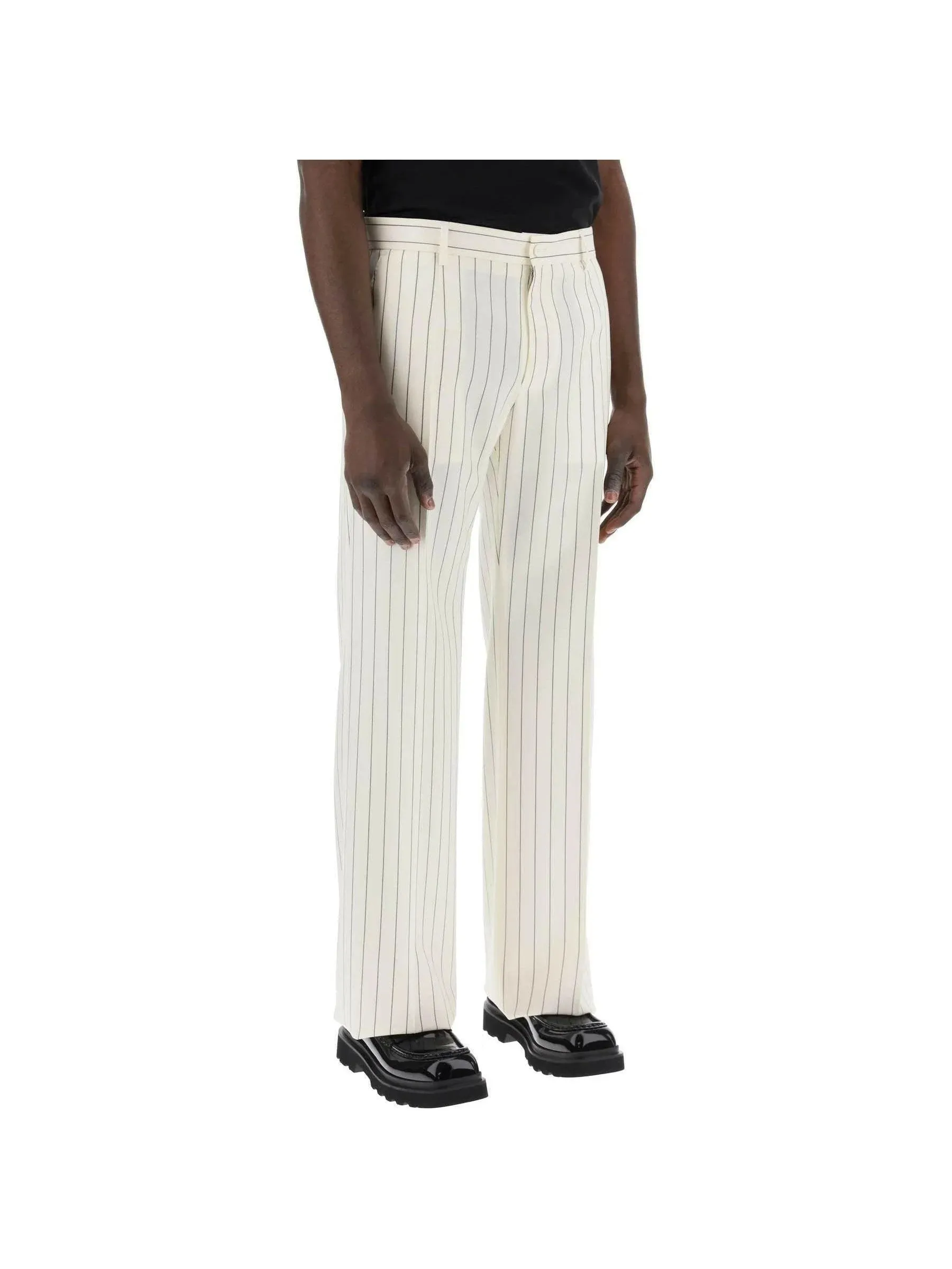 Tailored Pinstripe Wool Trousers