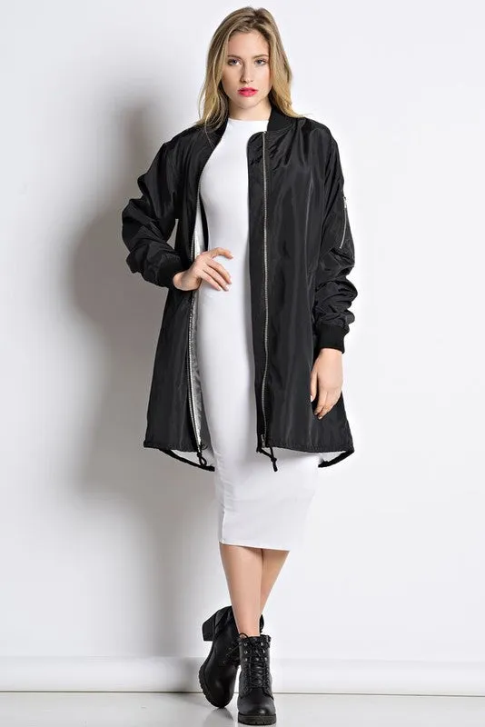 THE MYSTYLEMODE BLACK OVERSIZED BOMBER JACKET