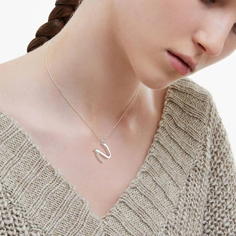 Tokyo Mart Letter Initial N Necklaces Pendant Women Girls Name Jewelry Gift 925 Sterling Silver