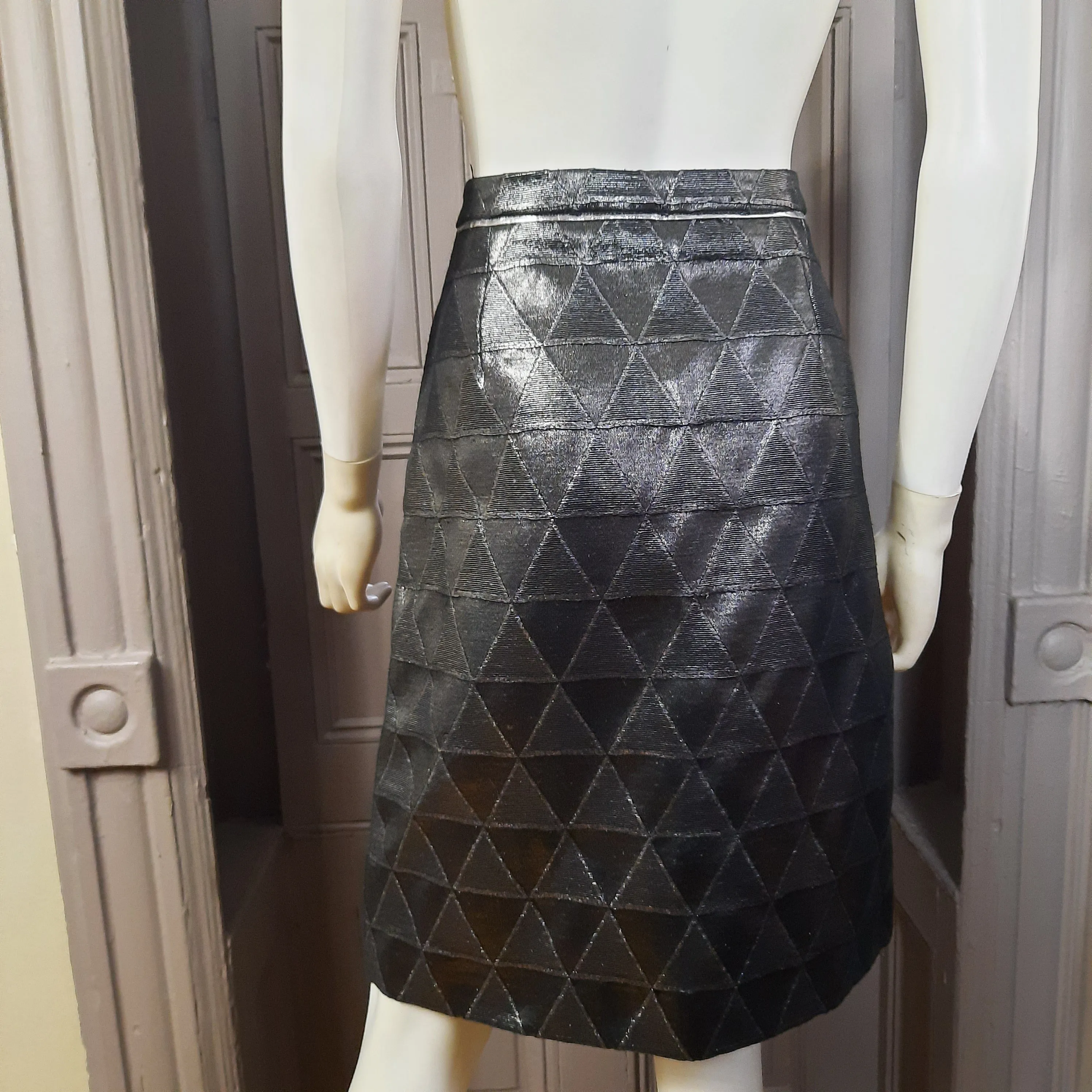 Versus Versace  Metallic Geometric Pencil Skirt Size 4