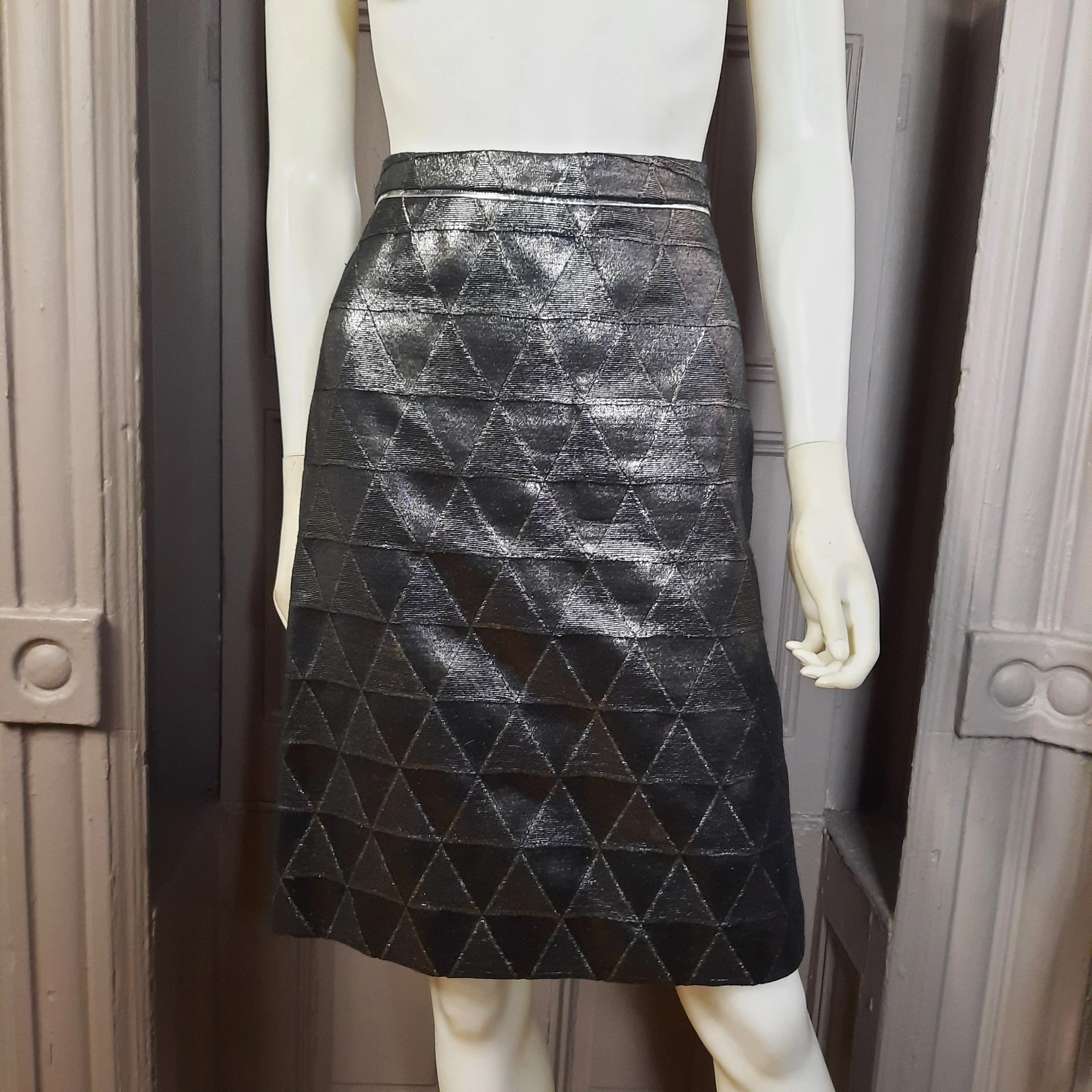 Versus Versace  Metallic Geometric Pencil Skirt Size 4