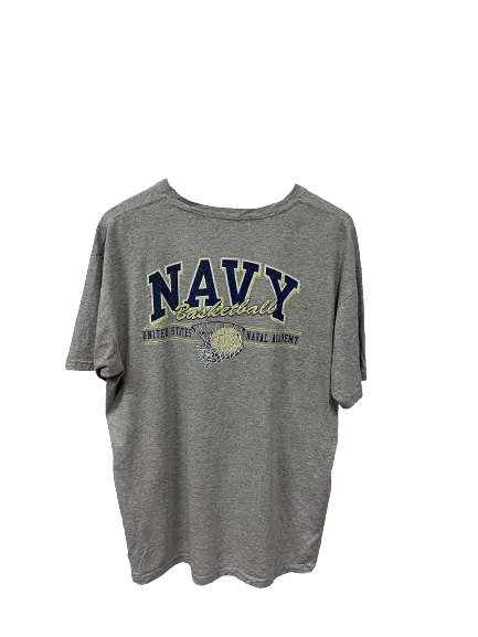 Vintage US Navy Basketball Sports T-shirt Grey Large