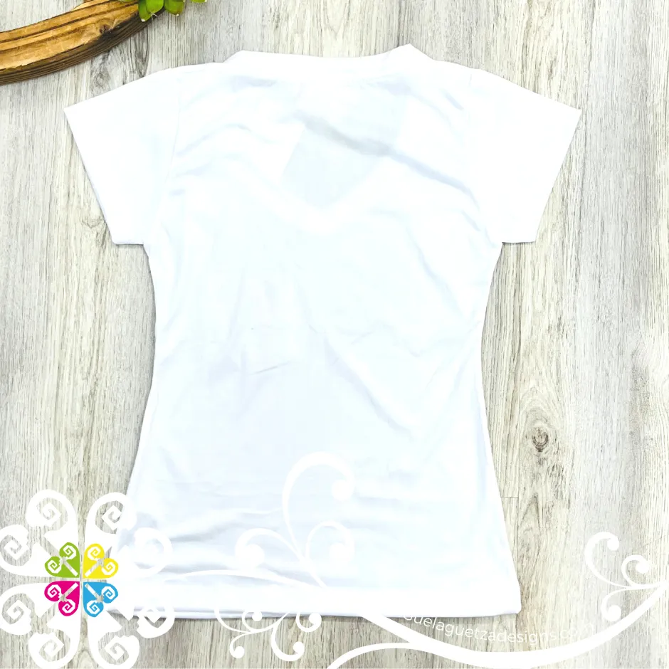 White Embroider Women Tee - Pocket Embroider