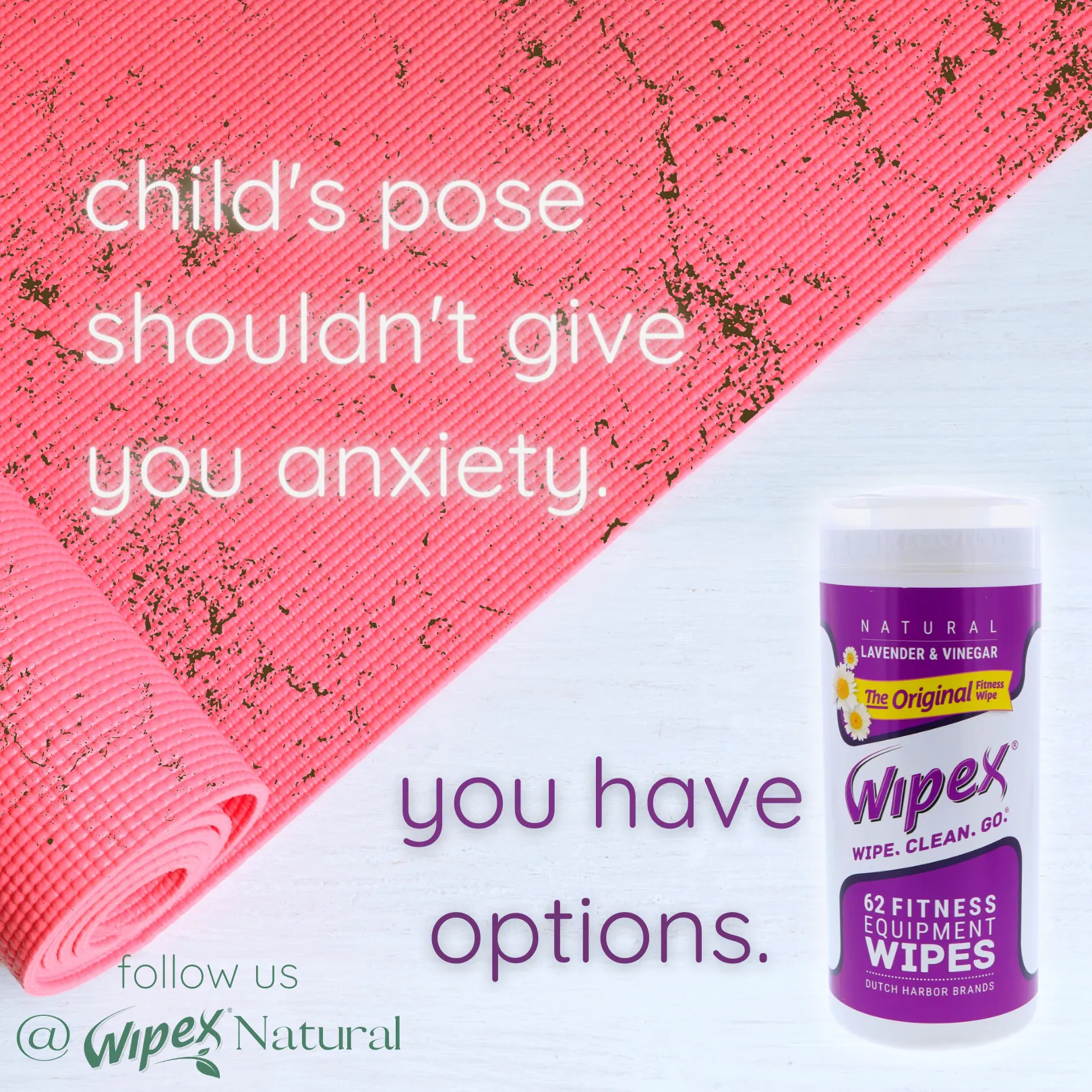 Wipex® Natural Yoga Mat Wipes | Soft, Plant-Based, Infused With Essential Oils