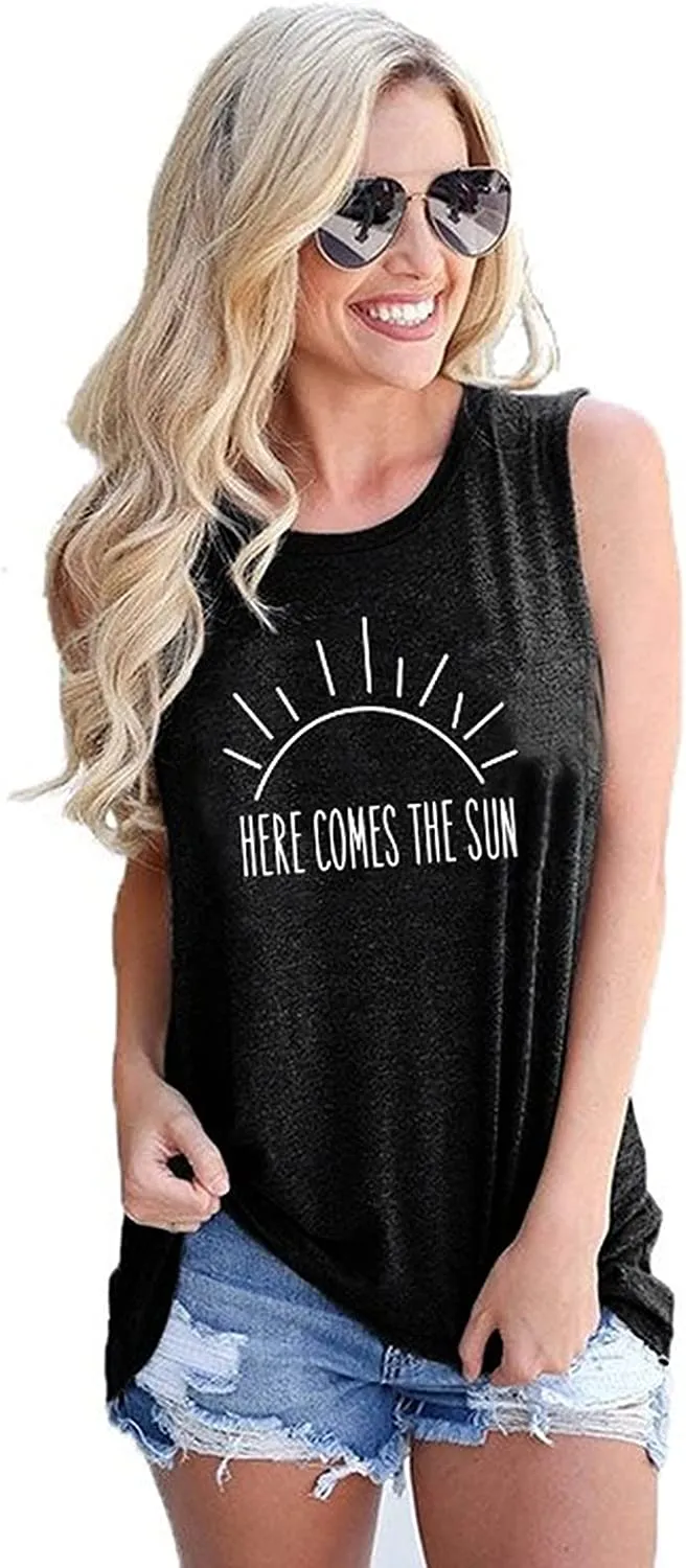 Women Here Comes The Sun Summer Tank Tops Shirt