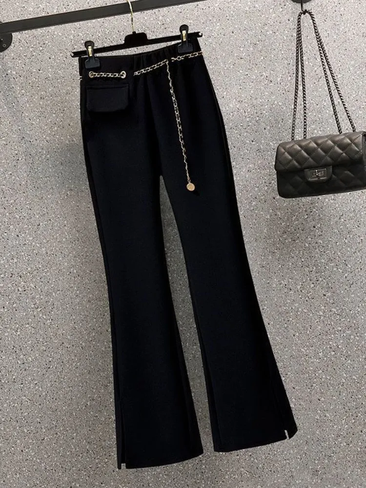 Women Pant Suits Office Sets Irregular Design Blazer Women Solid Color Bell Bottoms